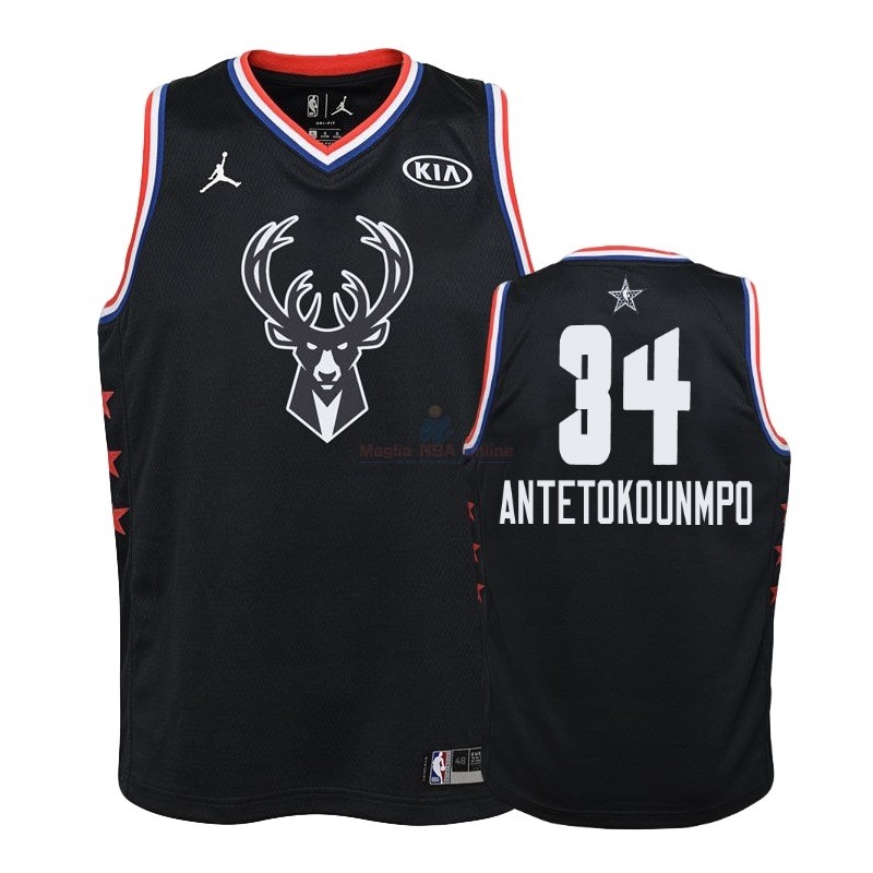 Acquista Maglia NBA Bambino 2019 All Star #34 Giannis Antetokounmpo Nero