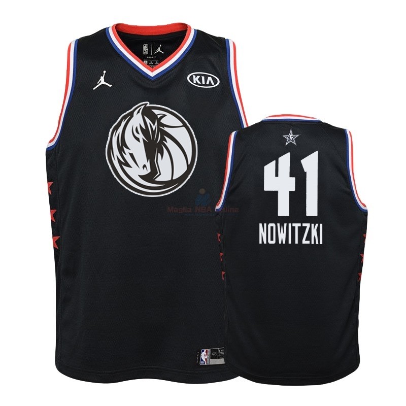 Acquista Maglia NBA Bambino 2019 All Star #41 Dirk Nowitzki Nero