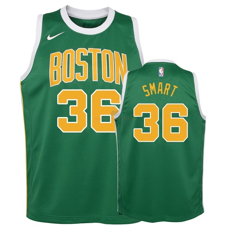 Acquista Maglia NBA Bambino Earned Edition Boston Celtics #36 Marcus Smart Verde 2018-19