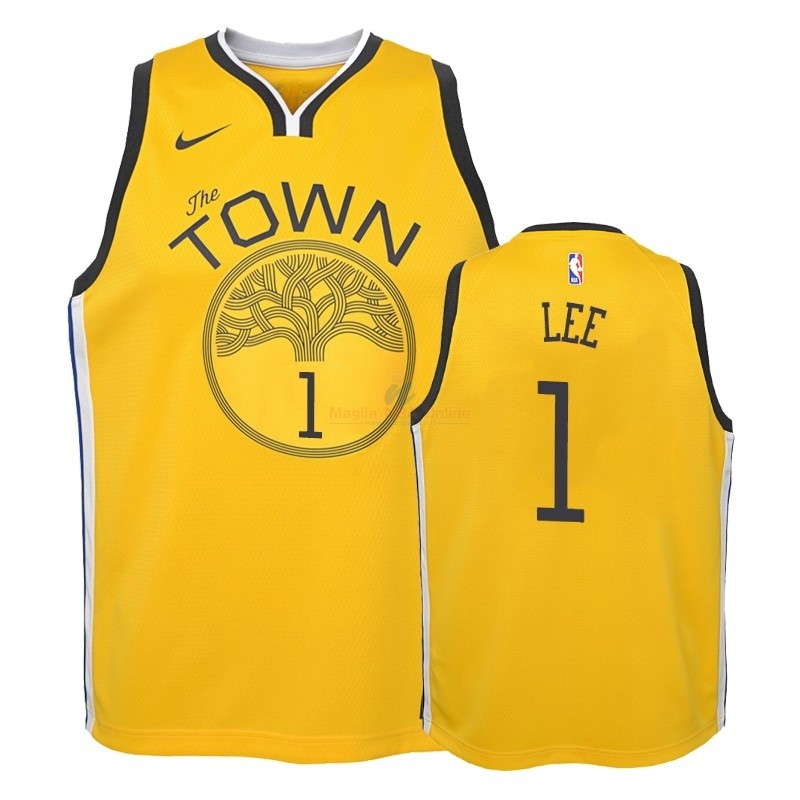 Acquista Maglia NBA Bambino Earned Edition Golden State Warriors #1 Damion Lee Giallo 2018-19