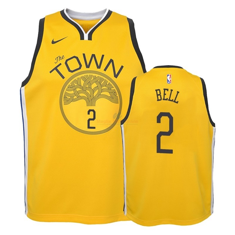 Acquista Maglia NBA Bambino Earned Edition Golden State Warriors #2 Jordan Bell Giallo 2018-19