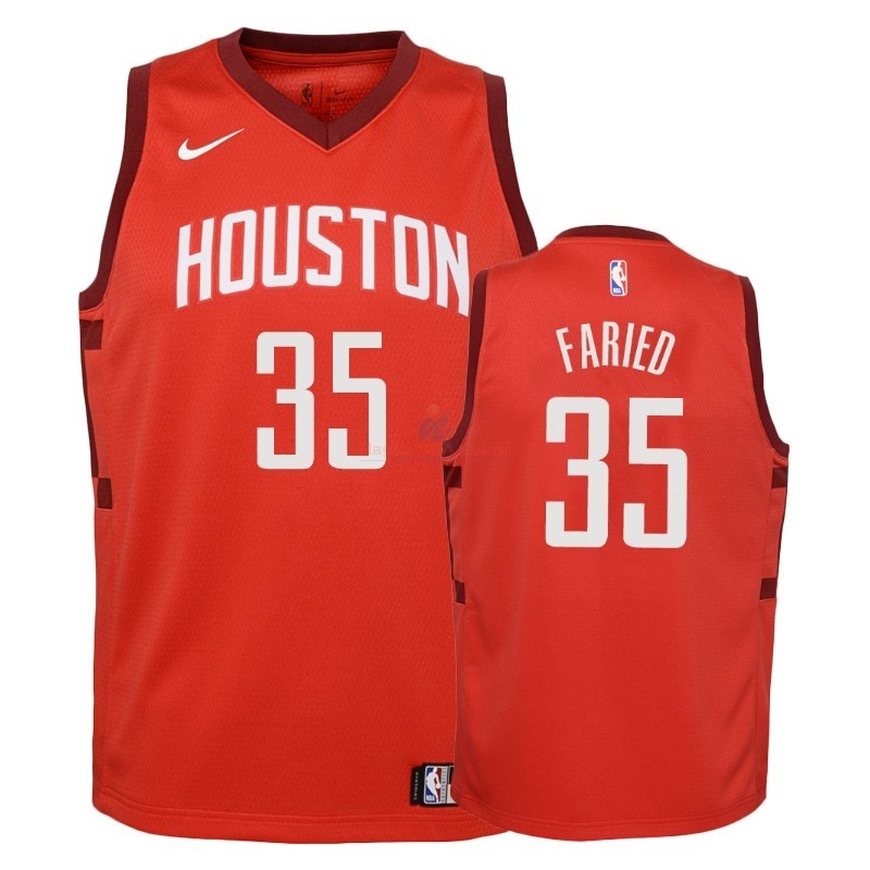 Acquista Maglia NBA Bambino Earned Edition Houston Rockets #35 Kenneth Faried Rosso 2018-19