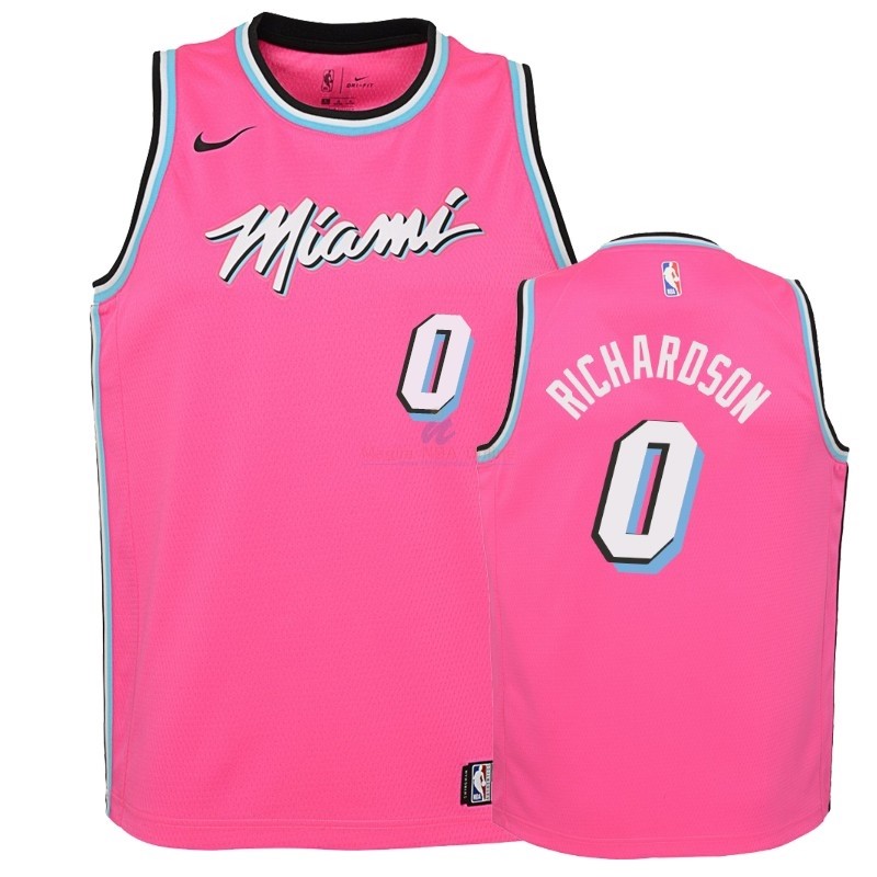 Acquista Maglia NBA Bambino Earned Edition Miami Heat #0 Josh Richardson Rosa 2018-19