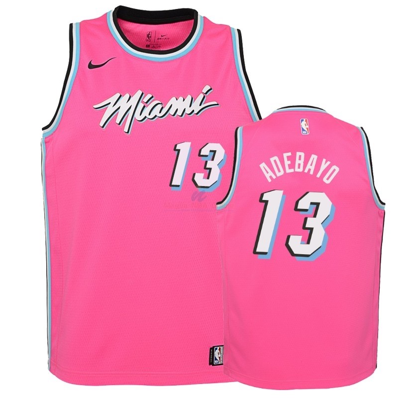 Acquista Maglia NBA Bambino Earned Edition Miami Heat #13 Bam Adebayo Rosa 2018-19