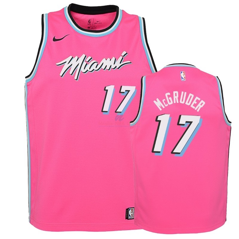 Acquista Maglia NBA Bambino Earned Edition Miami Heat #17 Rodney McGruder Rosa 2018-19