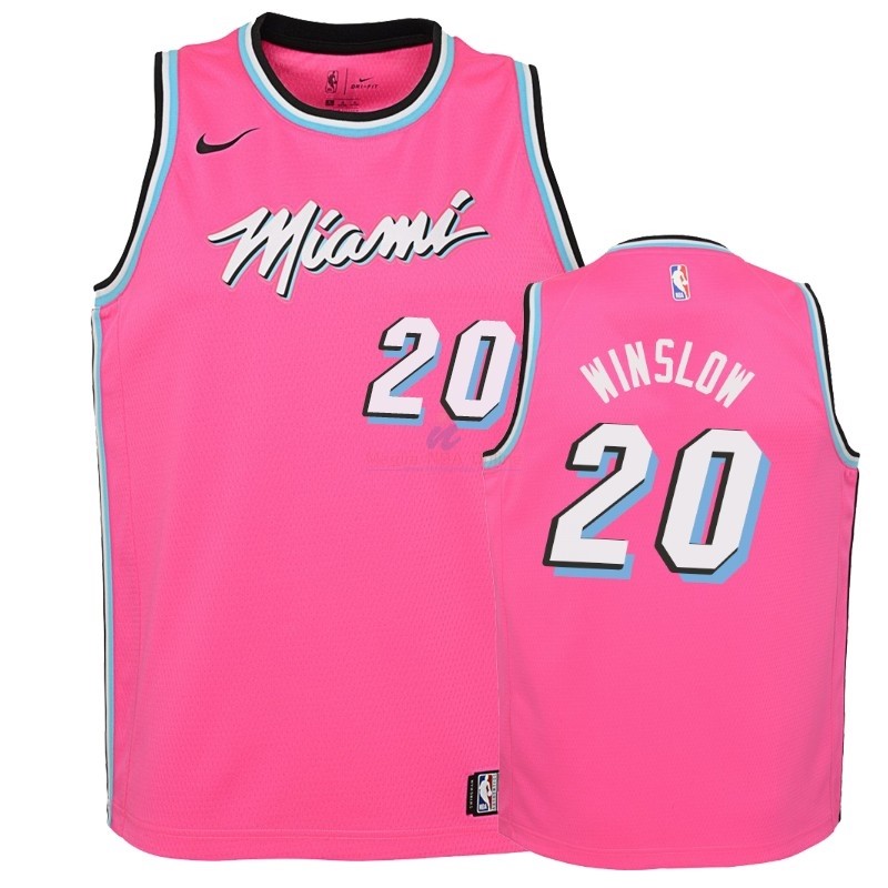 Acquista Maglia NBA Bambino Earned Edition Miami Heat #20 Justise Winslow Rosa 2018-19