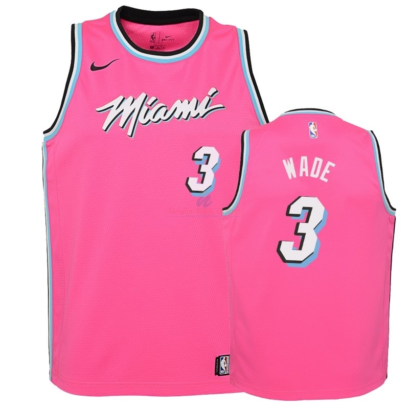 Acquista Maglia NBA Bambino Earned Edition Miami Heat #3 Dwyane Wade Rosa 2018-19