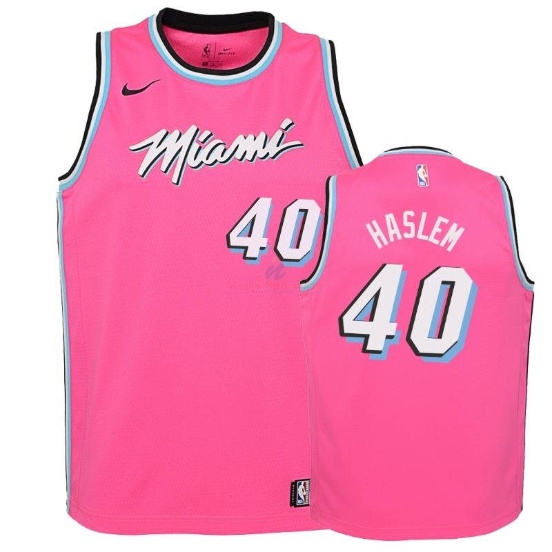 Acquista Maglia NBA Bambino Earned Edition Miami Heat #40 Udonis Haslem Rosa 2018-19