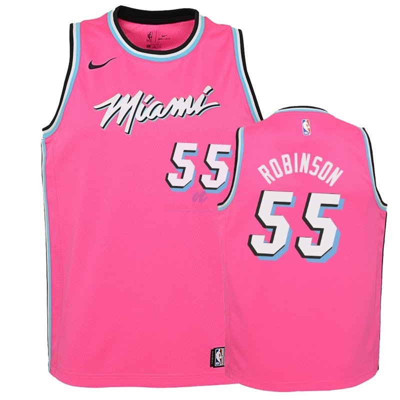 Acquista Maglia NBA Bambino Earned Edition Miami Heat #55 Duncan Robinson Rosa 2018-19