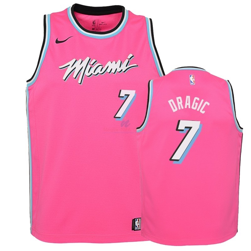 Acquista Maglia NBA Bambino Earned Edition Miami Heat #7 Goran Dragic Rosa 2018-19