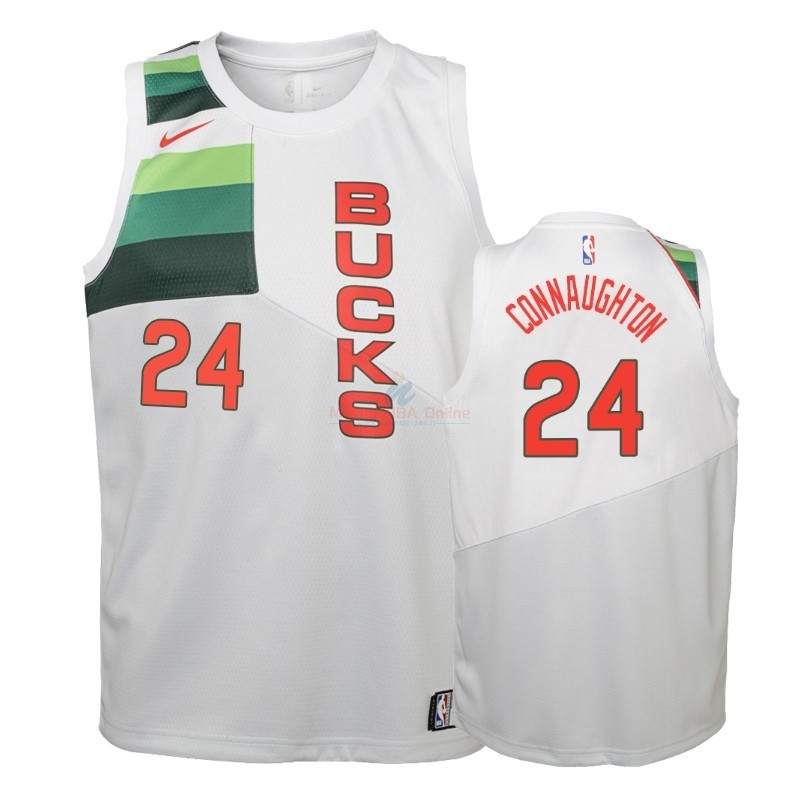 Acquista Maglia NBA Bambino Earned Edition Milwaukee Bucks #24 Pat Connaughton Bianco 2018-19