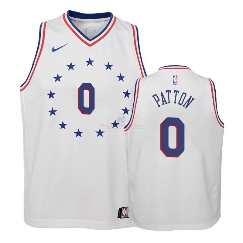 Acquista Maglia NBA Bambino Earned Edition Philadelphia Sixers #0 Justin Patton Bianco 2018-19