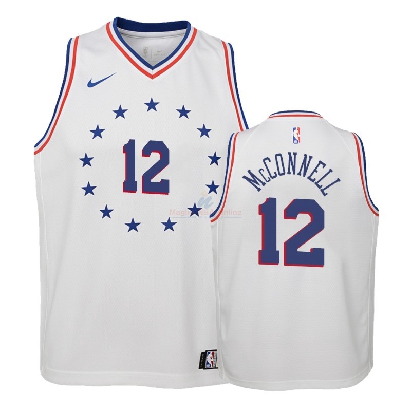 Acquista Maglia NBA Bambino Earned Edition Philadelphia Sixers #12 T.J. McConnell Bianco 2018-19