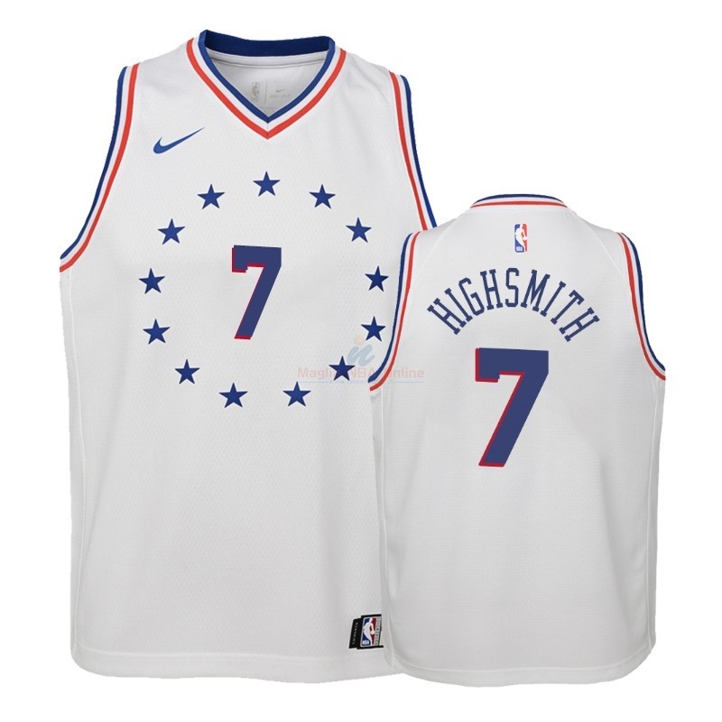 Acquista Maglia NBA Bambino Earned Edition Philadelphia Sixers #7 Haywood Highsmith Bianco 2018-19