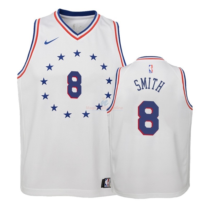 Acquista Maglia NBA Bambino Earned Edition Philadelphia Sixers #8 Zhaire Smith Bianco 2018-19