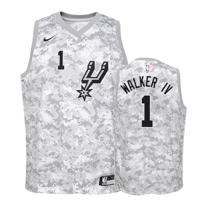 Acquista Maglia NBA Bambino Earned Edition San Antonio Spurs #1 Lonnie Walker Grigio 2018-19