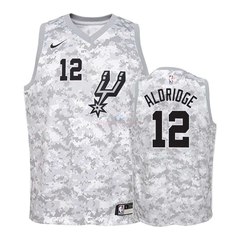 Acquista Maglia NBA Bambino Earned Edition San Antonio Spurs #12 LaMarcus Aldridge Grigio 2018-19