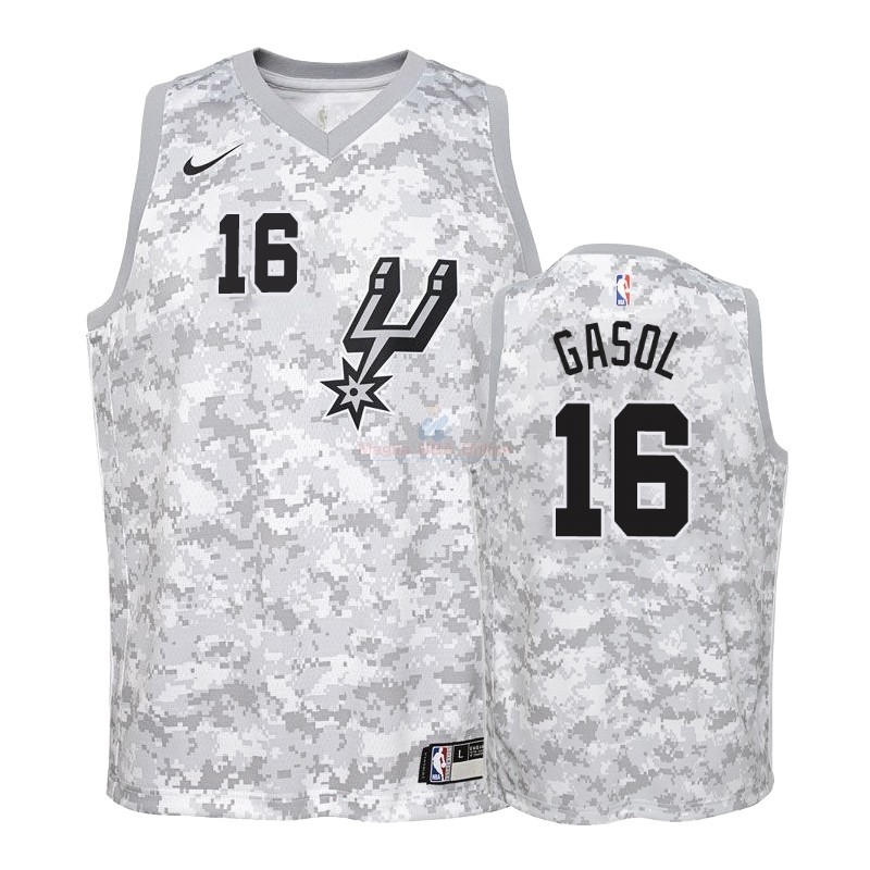 Acquista Maglia NBA Bambino Earned Edition San Antonio Spurs #16 Pau Gasol Grigio 2018-19