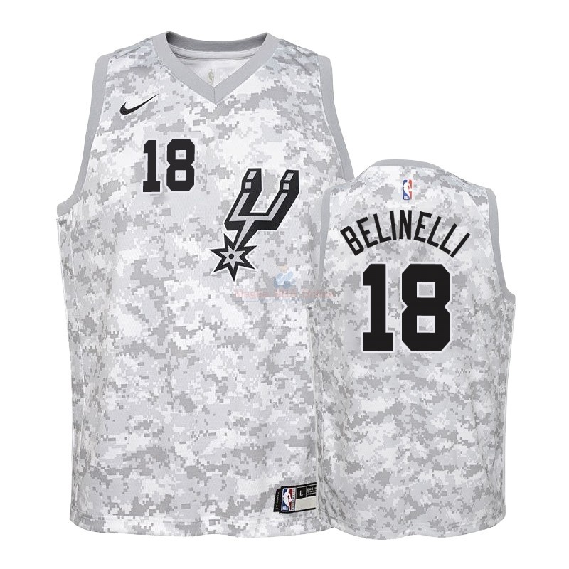 Acquista Maglia NBA Bambino Earned Edition San Antonio Spurs #18 Marco Belinelli Grigio 2018-19