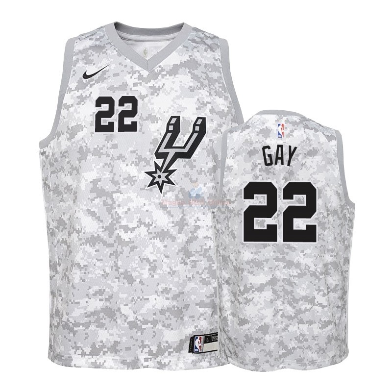 Acquista Maglia NBA Bambino Earned Edition San Antonio Spurs #22 Rudy Gay Grigio 2018-19