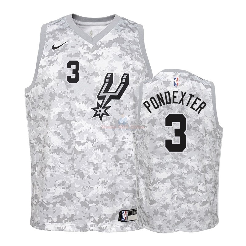 Acquista Maglia NBA Bambino Earned Edition San Antonio Spurs #3 Quincy Pondexter Grigio 2018-19