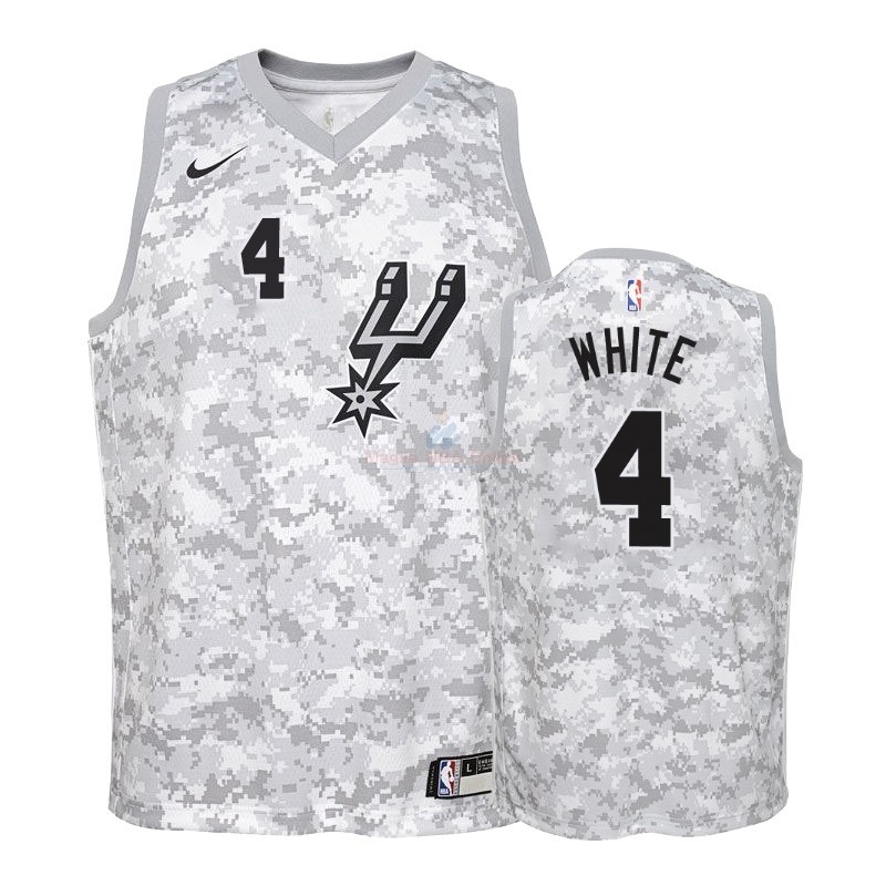 Acquista Maglia NBA Bambino Earned Edition San Antonio Spurs #4 Derrick White Grigio 2018-19