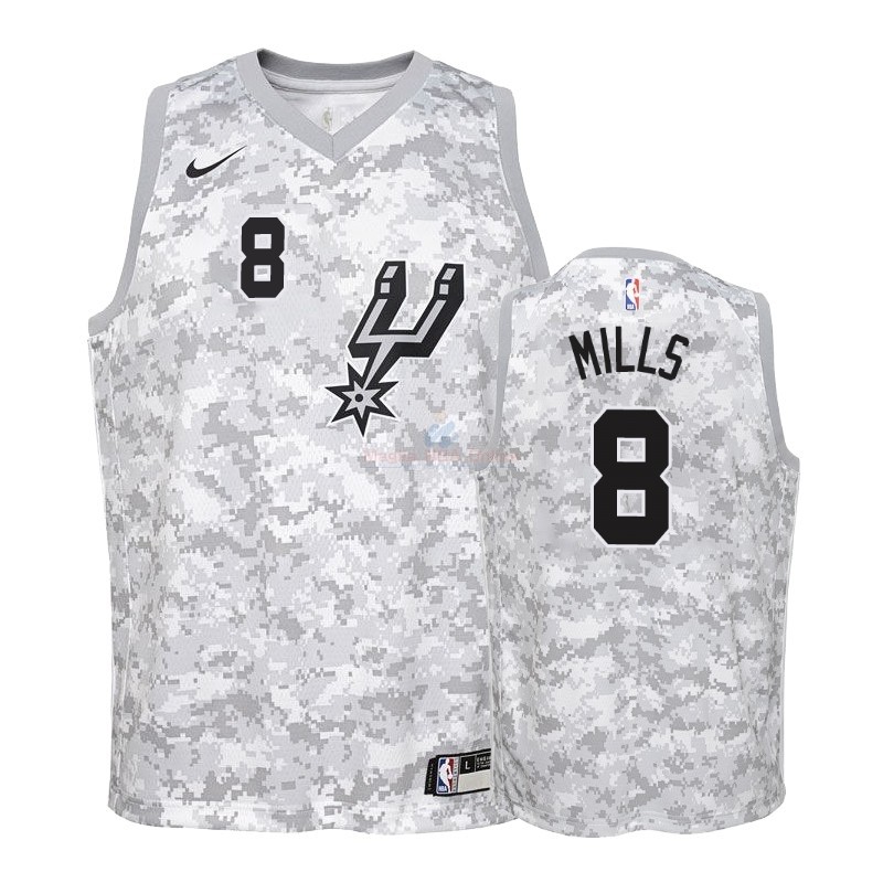 Acquista Maglia NBA Bambino Earned Edition San Antonio Spurs #8 Patty Mills Grigio 2018-19