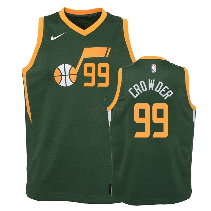 Acquista Maglia NBA Bambino Earned Edition Utah Jazz #99 Jae Crowder Verde 2018-19