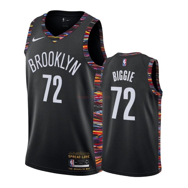 Acquista Maglia NBA Earned Edition Brooklyn Nets #72 Biggie Nero 2018-19