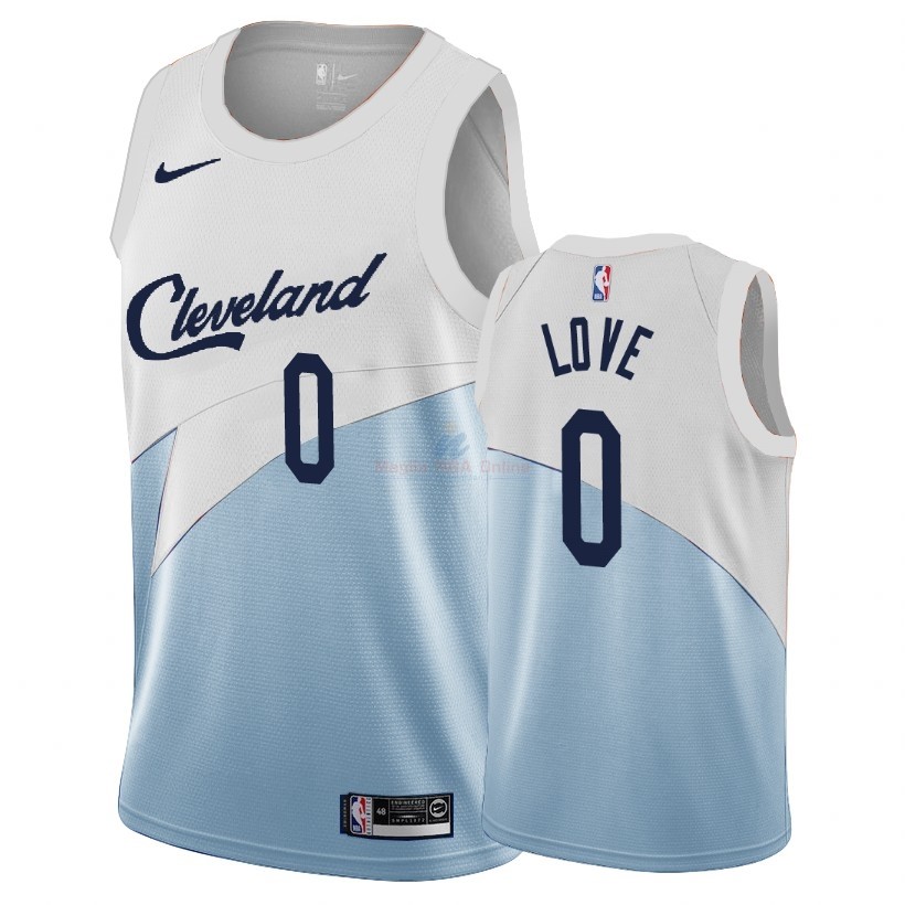 Acquista Maglia NBA Earned Edition Cleveland Cavaliers #0 Kevin Love Blu 2018-19