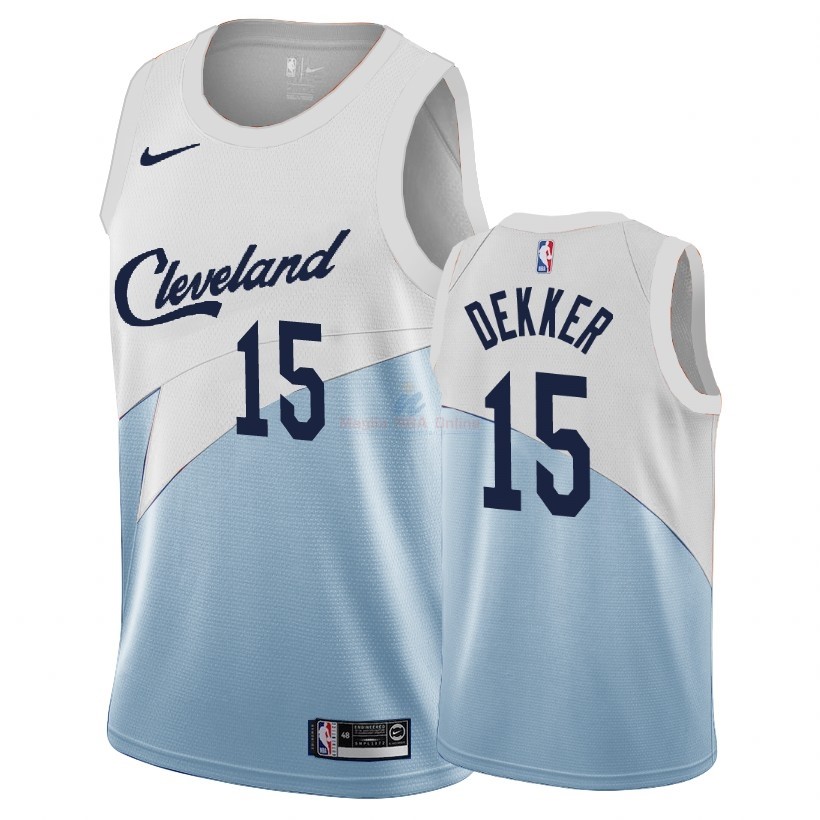 Acquista Maglia NBA Earned Edition Cleveland Cavaliers #15 Sam Dekker Blu 2018-19