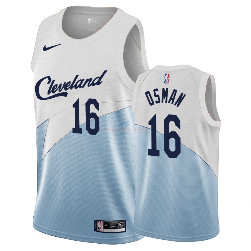 Acquista Maglia NBA Earned Edition Cleveland Cavaliers #16 Cedi Osman Blu 2018-19