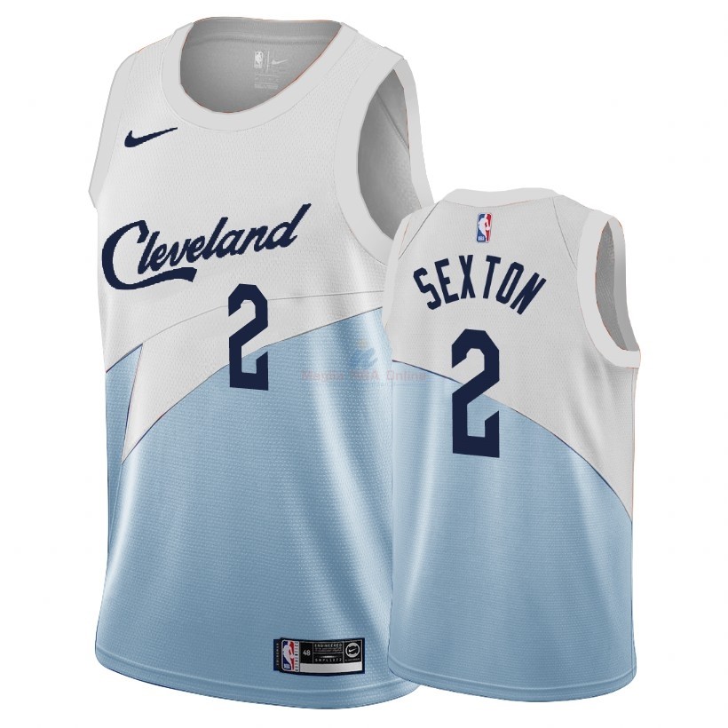 Acquista Maglia NBA Earned Edition Cleveland Cavaliers #2 Collin Sexton Blu 2018-19