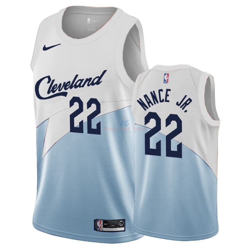 Acquista Maglia NBA Earned Edition Cleveland Cavaliers #22 Larry Nance Jr. Blu 2018-19