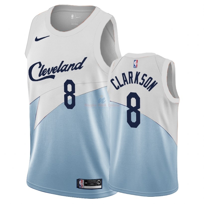 Acquista Maglia NBA Earned Edition Cleveland Cavaliers #8 Jordan Clarkson Blu 2018-19