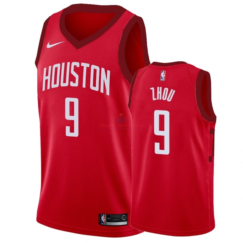 Acquista Maglia NBA Earned Edition Houston Rockets #9 Zhou Qi Rosso 2018-19