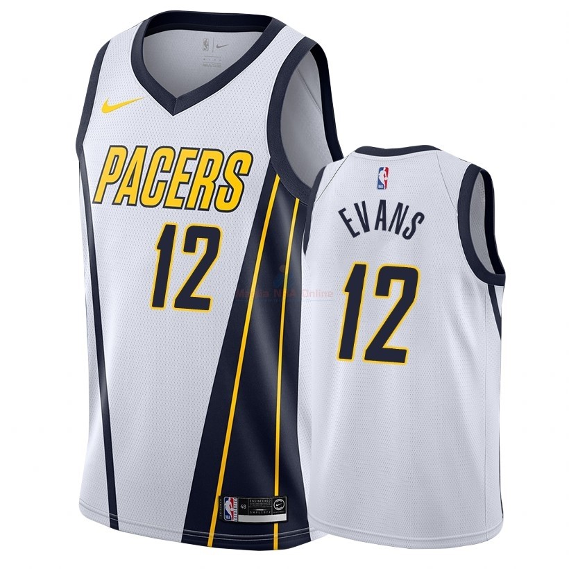 Acquista Maglia NBA Earned Edition Indiana Pacers #12 Tyreke Evans Bianco 2018-19