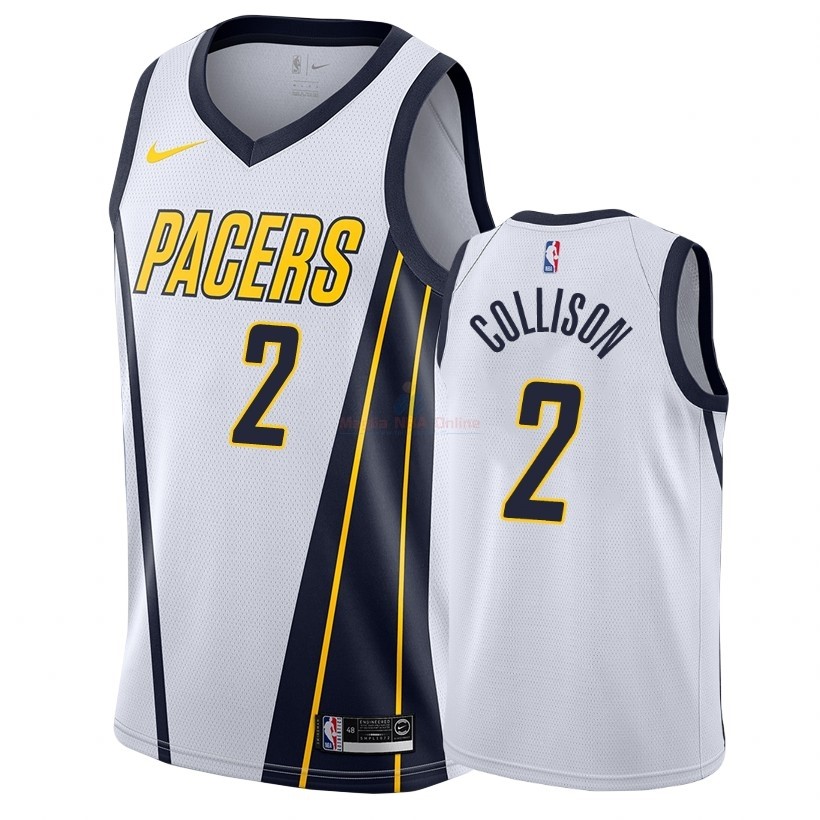 Acquista Maglia NBA Earned Edition Indiana Pacers #2 Darren Collison Bianco 2018-19