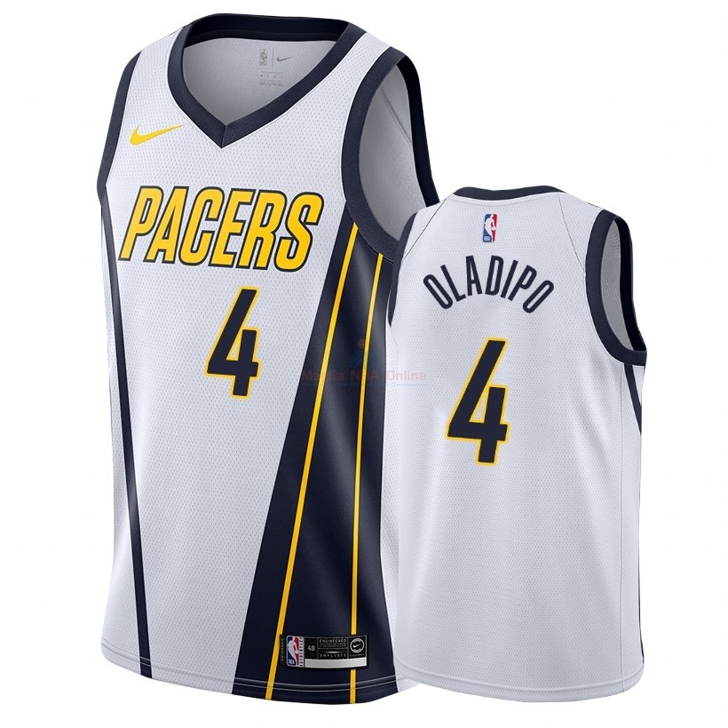 Acquista Maglia NBA Earned Edition Indiana Pacers #4 Victor Oladipo Bianco 2018-19