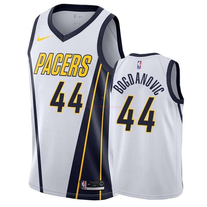 Acquista Maglia NBA Earned Edition Indiana Pacers #44 Bojan Bogdanovic Bianco 2018-19