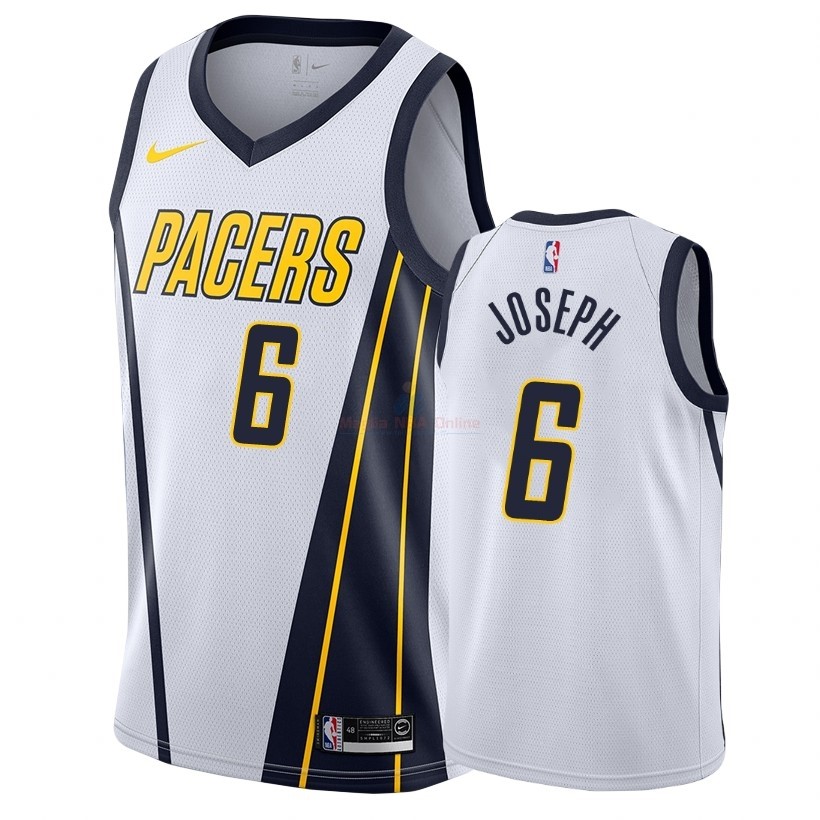 Acquista Maglia NBA Earned Edition Indiana Pacers #6 Cory Joseph Bianco 2018-19