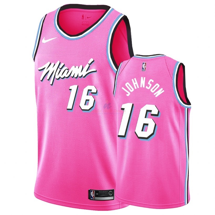 Acquista Maglia NBA Earned Edition Miami Heat #16 James Johnson Nike Rosa 2018-19