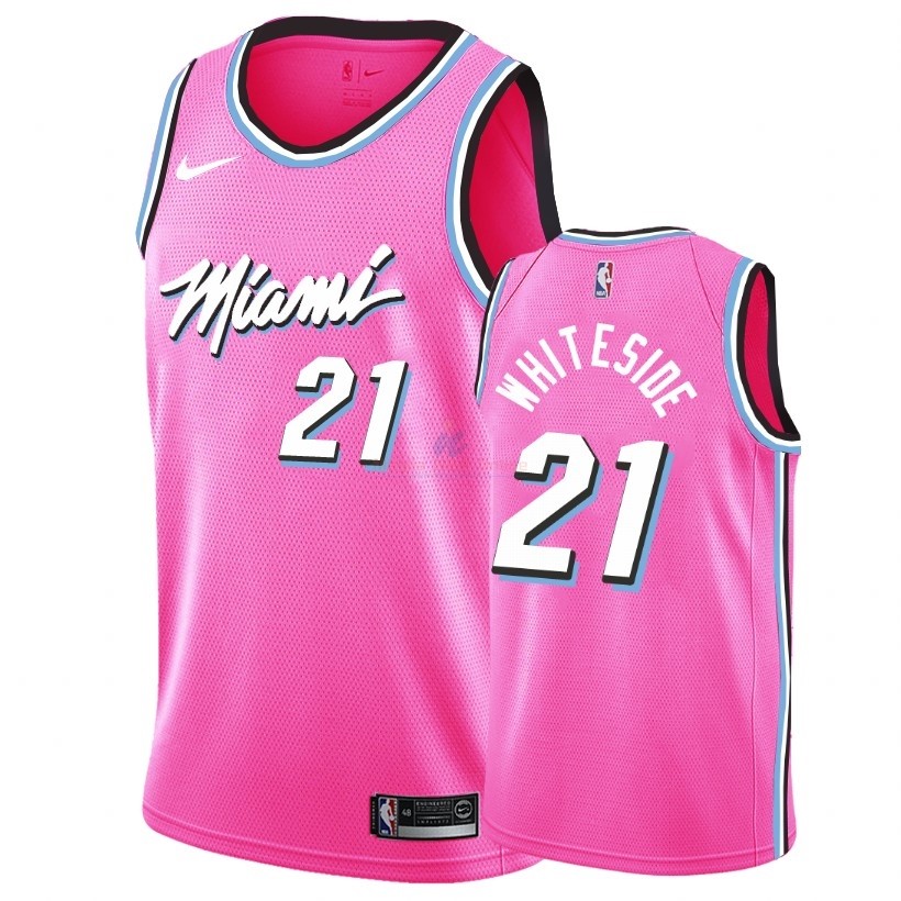 Acquista Maglia NBA Earned Edition Miami Heat #21 Hassan Whiteside Nike Rosa 2018-19