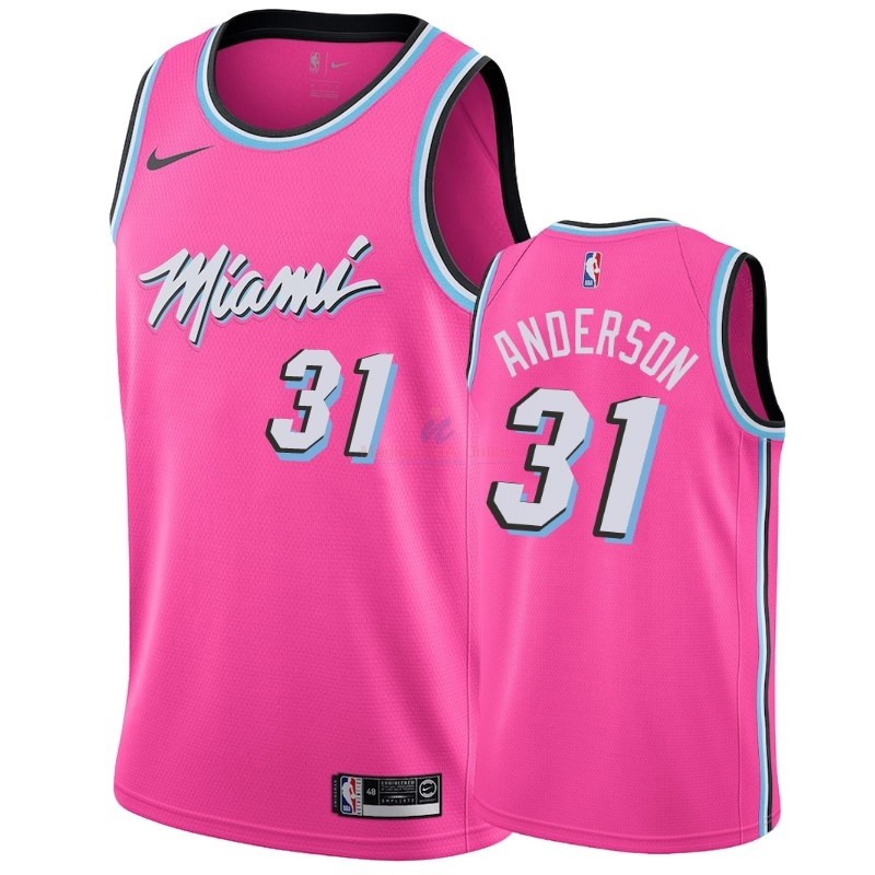 Acquista Maglia NBA Earned Edition Miami Heat #31 Ryan Anderson Rosa 2018-19