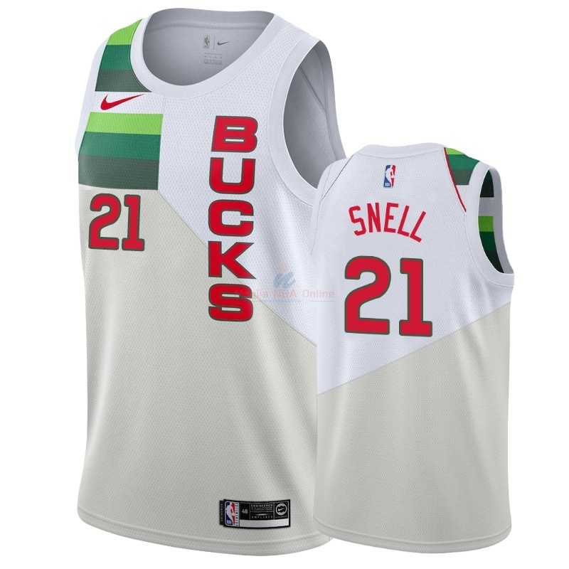 Acquista Maglia NBA Earned Edition Milwaukee Bucks #21 Tony Snell Bianco 2018-19