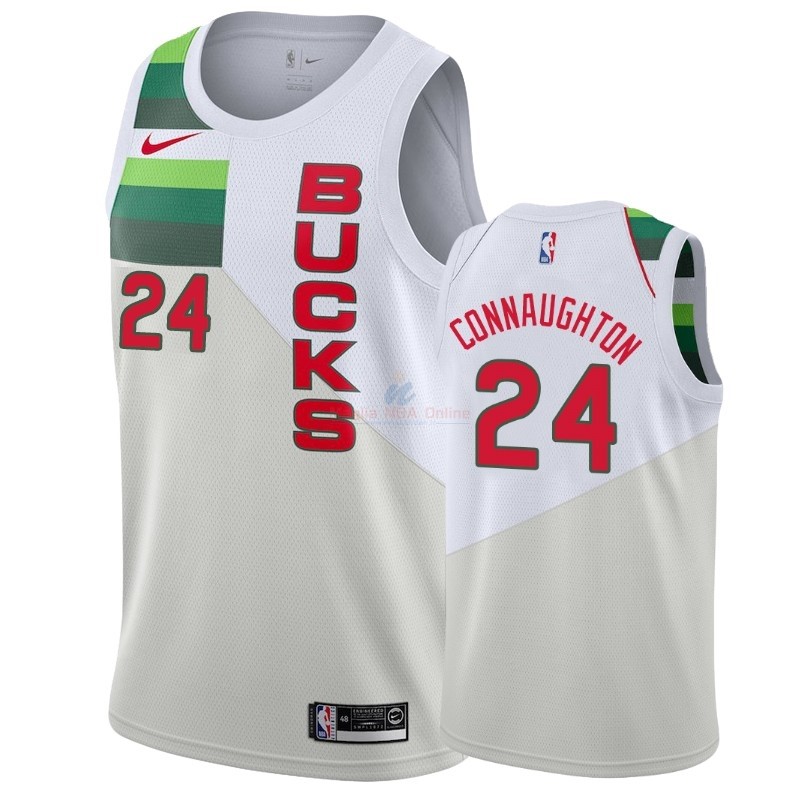 Acquista Maglia NBA Earned Edition Milwaukee Bucks #24 Pat Connaughton Bianco 2018-19