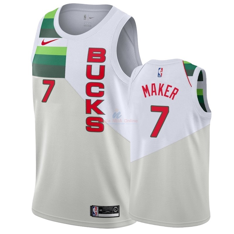Acquista Maglia NBA Earned Edition Milwaukee Bucks #7 Thon Maker Bianco 2018-19