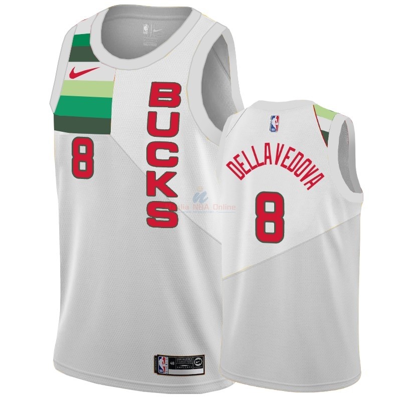 Acquista Maglia NBA Earned Edition Milwaukee Bucks #8 Matthew Dellavedova Bianco 2018-19