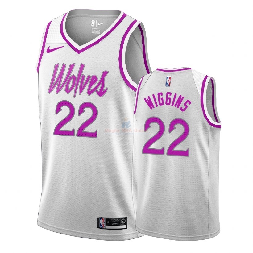 Acquista Maglia NBA Earned Edition Minnesota Timberwolves #22 Andrew Wiggins Bianco 2018-19