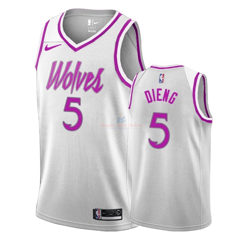 Acquista Maglia NBA Earned Edition Minnesota Timberwolves #5 Gorgui Dieng Bianco 2018-19